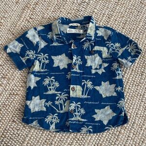 Zara Tropical Blue Shirt